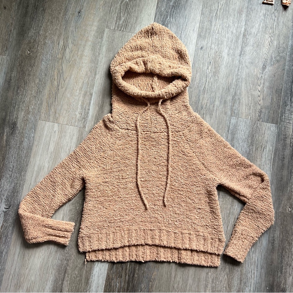 Anthropologie Between Me And You Cozy Tan Hooded Sweater
